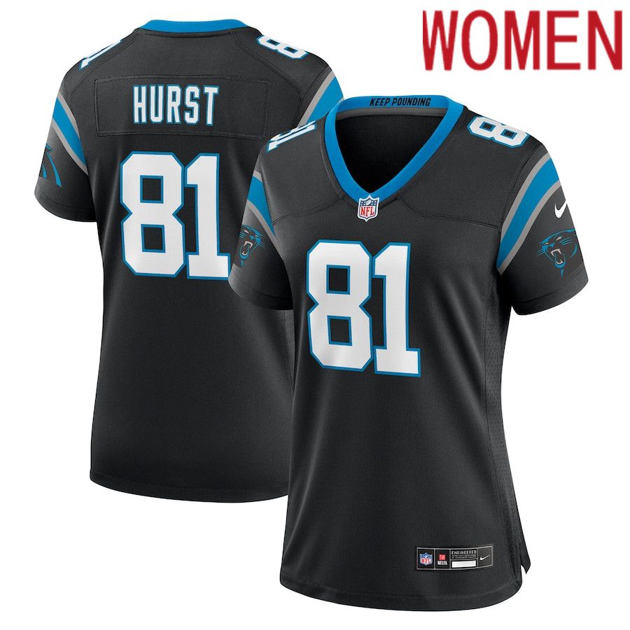 Women Carolina Panthers 81 Hayden Hurst Nike Black Team Game NFL Jersey